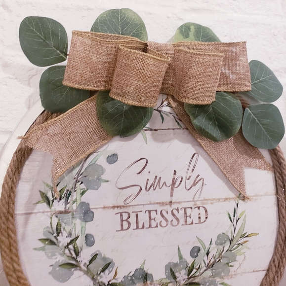 Simply Blessed farmhouse door wreath 12" - Picture 3 of 8